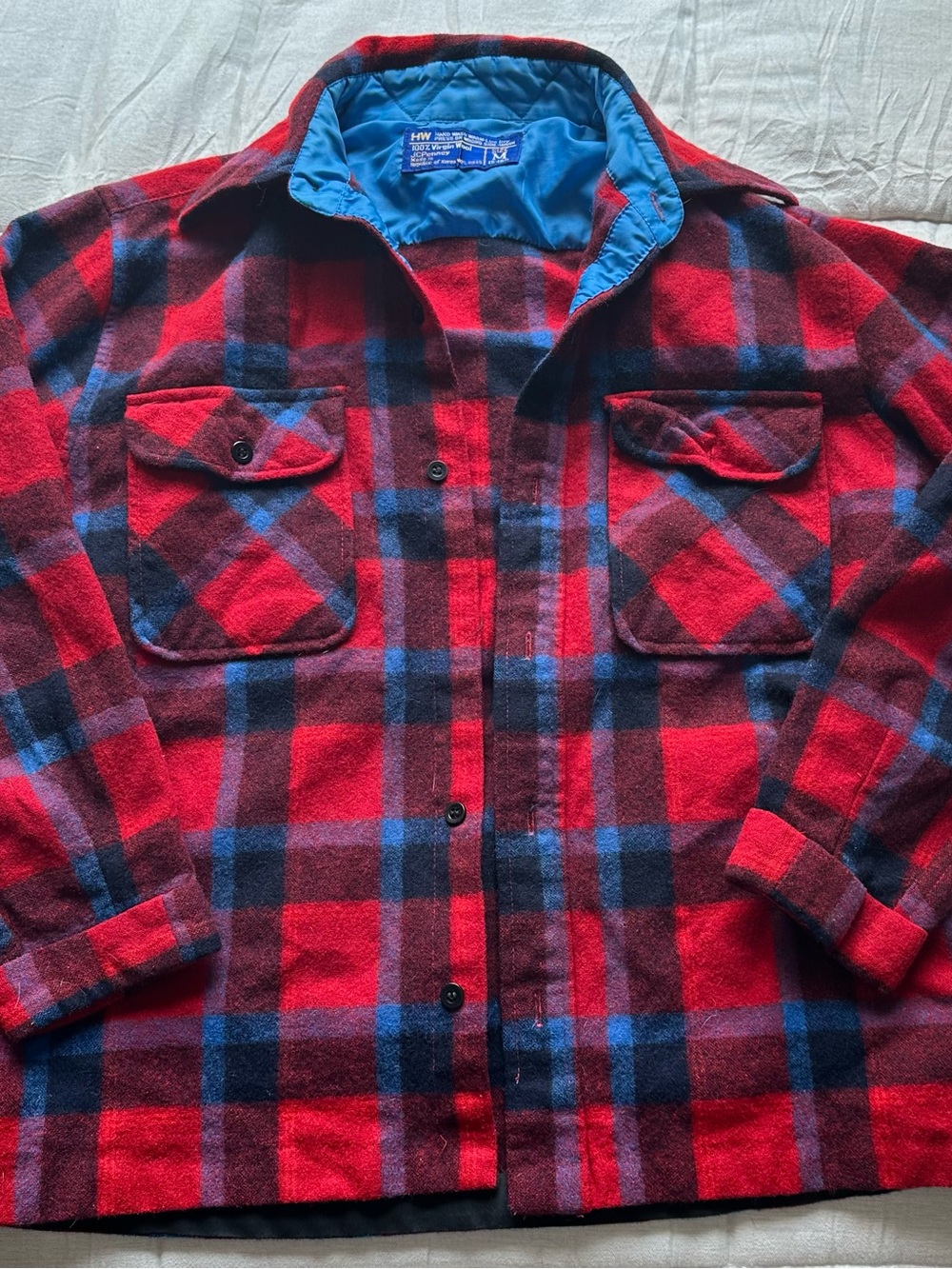 jcpenney Red and Blue Plaid Wool-Blend Shacket